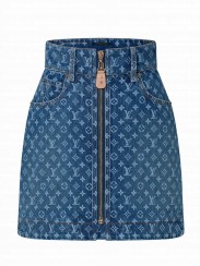 Louis Vuitton Women's Monogram Denim Mini Skirt Blue