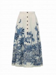 Christian Dior Women's Dioriviera Midi Flared Skirt Cream