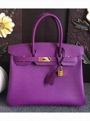 Hermes Birkin 30/35 Bag In Original Epsom Leather With Gold/Silver Hardware Purple