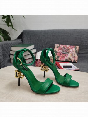 DOLCE & GABBANA HEEL 10.5CM CALFSKIN SANDALS GREEN WITH DG HEEL 2022