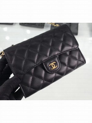 Chanel Lambskin Classic Clutch with Chain Bag A84512 Black/Gold