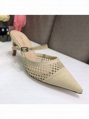 Dior D-Choc Heel Mules in White Mesh Embroidery Spring/Summer 2021 Collection