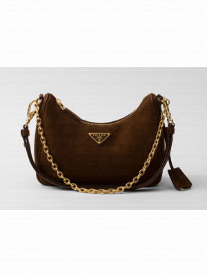 Prada Re-Edition suede mini-bag 1BC204 Cocoa Brown