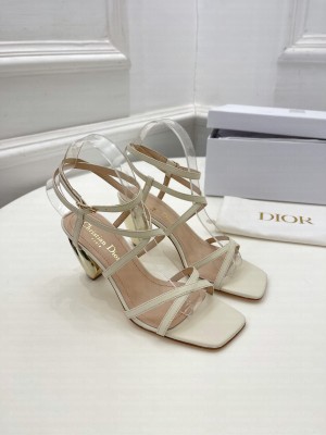 Christian Dior Lambskin Rhodes 7.5cm Heel White Sandals 2022 Collection