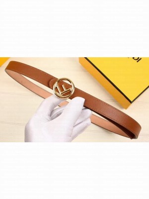 Fendi Width 2cm F is Fendi Logo Round Buckle Belt Brown/Gold