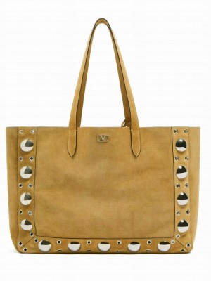 Valentino Garavani Nellcote Large Suede Shopping Bag Coffee