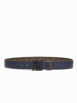 Fendi Leather And Fabric Belt Blue