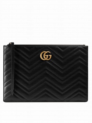 Gucci GG Marmont matelasse leather pouch 476440 Black