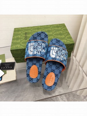 Gucci x The North Face Women's Slippers Blue 2022 Collection