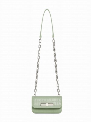 Balenciaga Gossip XS Bag With Chain In Extra Supple Crocodile Embossed Calfskin Green