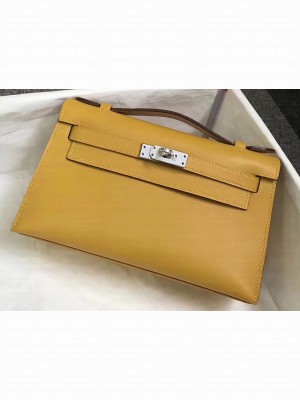 Hermes Kelly 22 Clutch Bag In Original Swift Leather Yellow