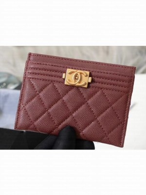 Chanel Caviar Leather Boy Card Holder A84431 Burgundy