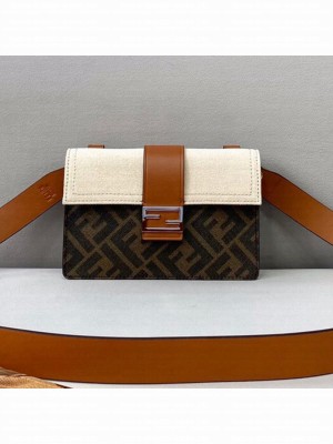 Fendi Men's Baguette Pouch Mini Bag White Canvas  2021 Collection