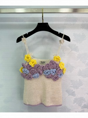Miumiu Women's 3D Flower Braided sling Cream
