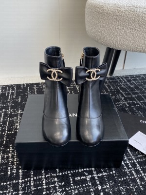 Chanel 7cm Calfskin With Metal Bow Black 2024