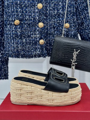 Valentino Garavani VLogo Cutout Sandals Black