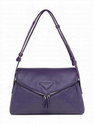 Prada Padded Nappa Leather Prada Signaux Bag 1BC165 Purple