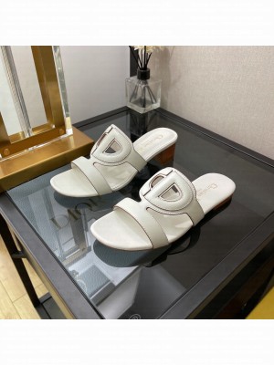 Dior D-CLUB Calfskin Slide Mule Sandals 2022 Collection White
