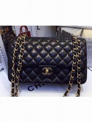 Chanel Lambskin Classic Flap 28cm Bag Black With Gold Hardware 2018