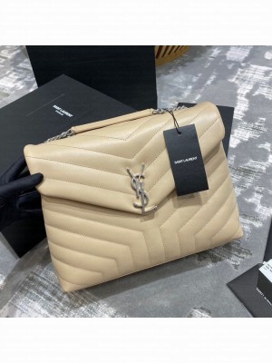Saint Laurent Loulou Large Bag in "Y" Leather 459749 Apricot/Silver Collection