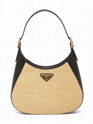 Prada Fabric And Leather Shoulder Bag 1BC179 Black