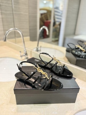 Saint Laurent Patent Leather Flat Sandals