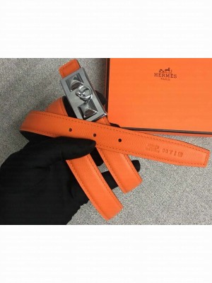 Hermes Width 2.5cm Collier De Chien Buckle Belt Orange/Silver