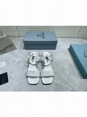 Prada 6.5cm Quilted Lambskin Sandals 2022 Collection,White