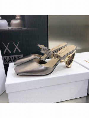 Dior Rhodes Calfskin Slingback Pumps Gun Color 2022 Collection