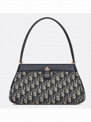 SMALL DIOR KEY BAG Blue Dior Oblique Jacquard M1844O