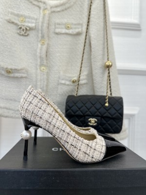 Chanel Pearl Heel 8.5cm Pumps 05