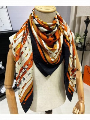 Hermes Women's Coaching Deja-Vu Scarf Black
