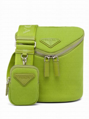 Prada Canvas Shoulder Bag 2VH147 Green