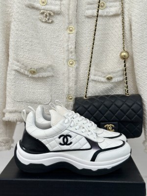 Chanel Quilted Calfskin Sneakers White 2024