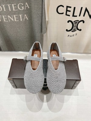Alaïa BALLET FLATS IN KNITTED LUREX SILVER