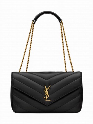 Saint Laurent Loulou Medium In Matelasse Lambskin Black