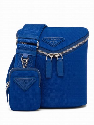 Prada Canvas Shoulder Bag 2VH147 Blue