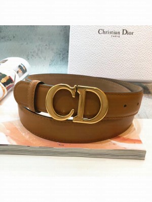 Dior Leather 3cm Belt with CD Buckle Brown 011 2019 Collection