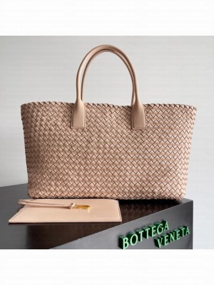 Bottega Veneta Large intreccio leather tote bag 608811 light praline