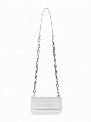 Balenciaga Gossip XS Bag With Chain In Extra Supple Crocodile Embossed Calfskin Cream