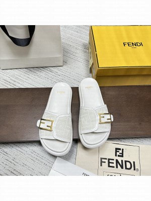 Fendi Feel Dove FF chenille slides 2023 White