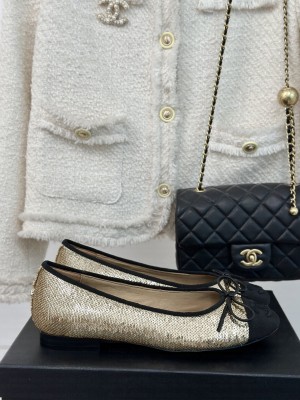 Chanel Sequins Classic Ballet Flats Gold 2024