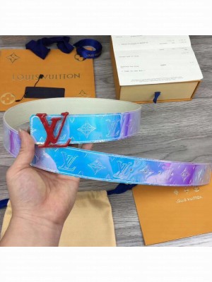 Louis Vuitton Men's Iridescent Belt 40mm with LV Buckle Red 2019 Collection