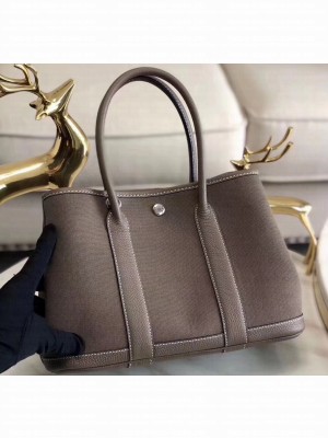 Hermes Canvas Garden Party 30/36 Bag Etoupe