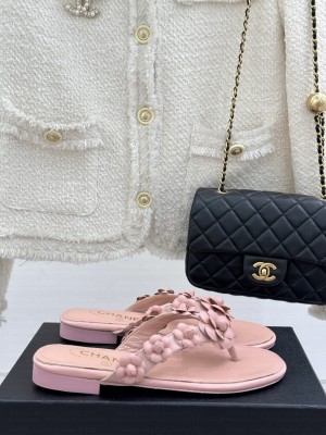 Chanel flat Camellia flip-flops pink 2025