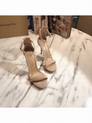 GIANVITO ROSSI PORTOFINO 105 Gray Suede Adjustable ankle strap Sandals Spring/Summer 2021 Collection