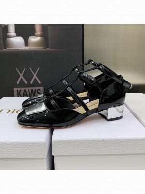 DIOR HEEL 3.5CM PATENT CALFSKIN LA PARISIENNE BALLERINA FLATS BLACK 2022 COLLECTION