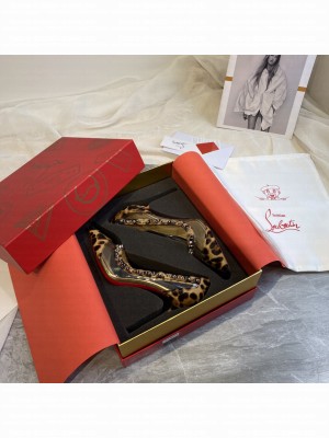 Christian Louboutin Leopard Print Studded Pumps Brown 2021 Collection