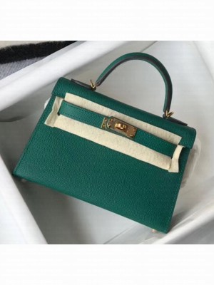 Hermes Mini Kelly II Handbag in Original Epsom Leather Green (Gold Hardware) Collection