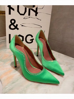 Amina Muaddi   Romy pump green